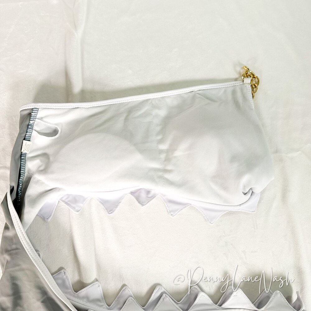 Shein Girls Shark Bite One Piece Swimsuit with Chain Strap - Picture 6 of 8
